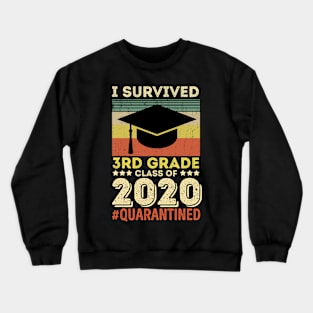 Vintage I Survived 3rd Grade Funny Quarantine Graduation Class Of 2020 Quarantined Kids Boy Girls Gift Crewneck Sweatshirt